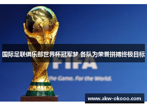 国际足联俱乐部世界杯冠军梦 各队为荣誉拼搏终极目标